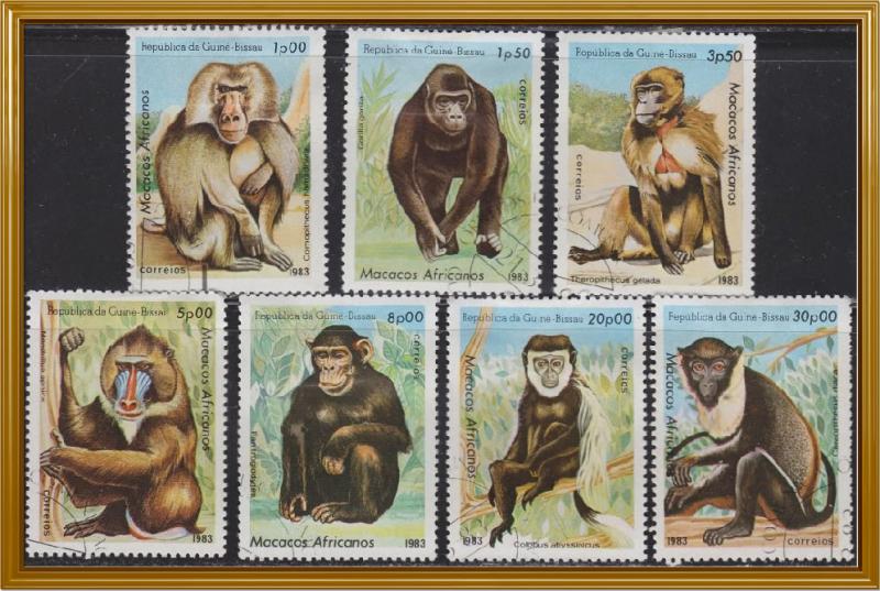 Guinea-Bissau 457-463 CTO  Monkeys and Apes Set 1983