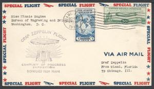 Scott C18, 733; 242.B Miami to Chicago, Zeppelin Mail - M...