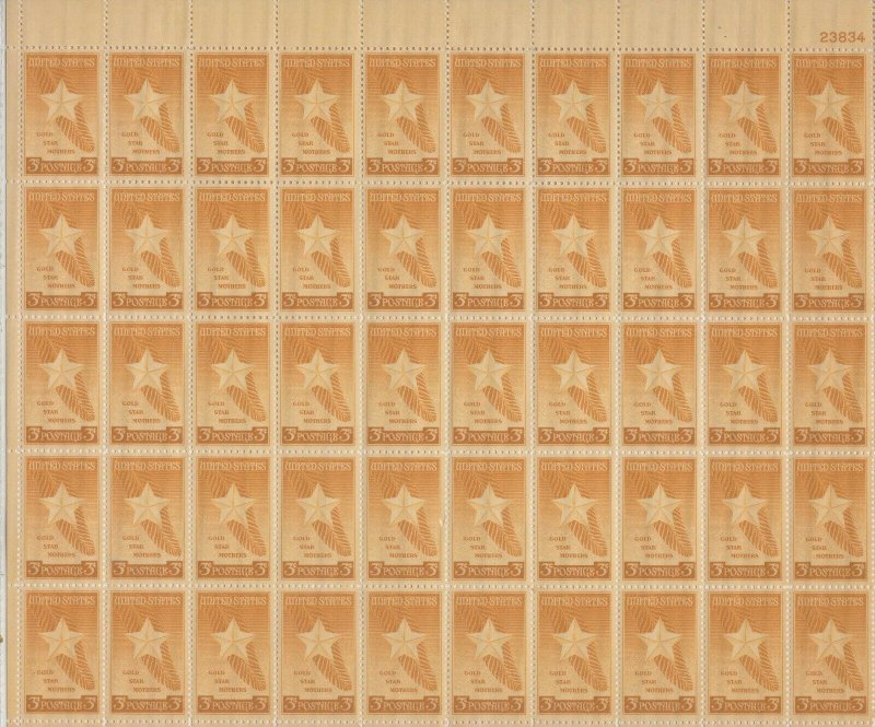 Scott 969 - Gold Star Mothers. Sheet Of 50. MNH. OG.    #02 969s50 