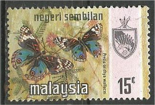 NEGRI SEMBILAN, 1971, used 15c, Butterfly. Scott 90