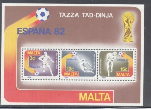 Malta Sc 618a 1982 Soccer World Cup stamp sheet mint NH