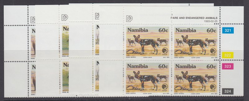 Namibia, Scott 726-729, MNH blocks of four