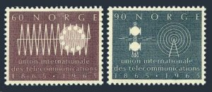 Norway 471-472,MNH.Michel 526-527. ITU-100,1965.Telephone Dial,waves,