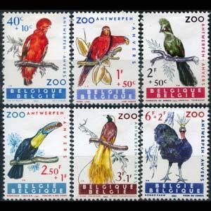 BELGIUM 1962 - Scott# B712-7 Birds Set of 6 LH