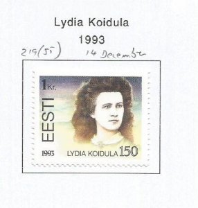 ESTONIA - 1993 - Lydia Koidula - Perf Single Stamp - Mint Lightly Hinged