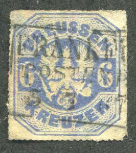 Prussia Germany Sc 26  Four Margin 1867 Neat Boxed Cancel  VF