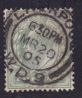 Great Britain 1902 1/2d pale green King Edward VII F/VF/Used Nice Liverpool CDS