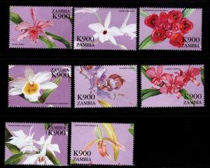 Zambia Scott 763a-h MNH** 1998 Flower, Orchid stamps