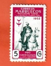 SPANISH MOROCCO SCOTT#320 1953 5c ANTI TUBERCULOSIS - MH