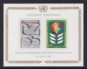 United Nations Vienna  #14  MNH 1980   imperf.  sheet anniversary UNO