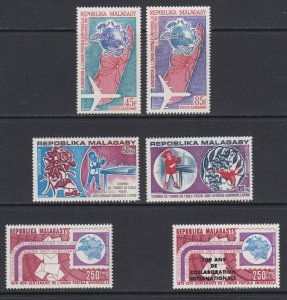 Malagasy Sc C76-C77, C124-C125, C129, C133 MNH. 1963-1974 Air Mail, 4 cplt sets