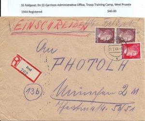 WW2: German SS Feldpost: fm SS Garrison Administrative Office 1944 (M6294)