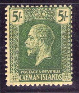 CAYMAN ISLANDS George V SG64a 5/- Deep green pale yellow unhinged,cat.£100.