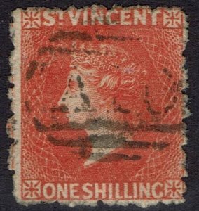 ST VINCENT 1880 QV 1/- WMK SMALL STAR PERF 11 TO 12½ USED