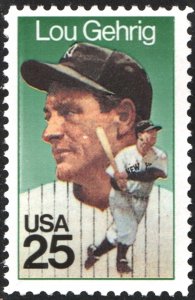 SC#2417 25¢ Lou Gehrig Single (1989) MNH