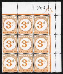 Ghana SGD15 3d Orange block of 9 U/M