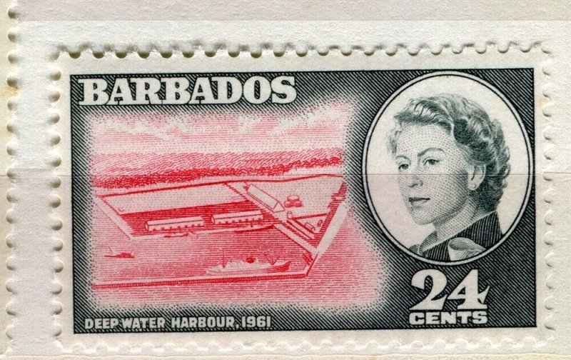 BARBADOS; 1961 early QEII issue fine Mint hinged 24c. value