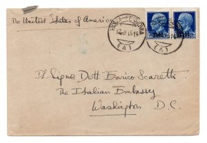 Military Mail Lire 1.25 pair on cover for the USA on 13.3.45
