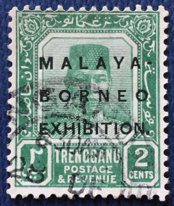 MALAYA-BORNEO EXHIBITION MBE opt TRENGGANU 1922 2c Used SG#48 M4941