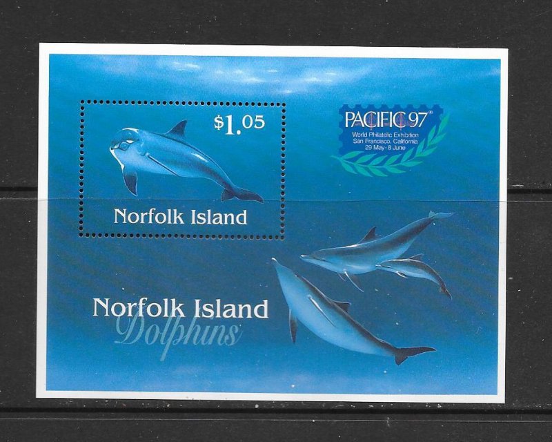 FISH- NORFOLK ISLAND #623a  DOLPHINS PACIFIC 97  S/S MNH