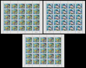 New Caledonia Fish Sheetlet of 3 sheetlets of 25v each SG#1398-1400 MI#1416-1418