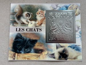 Fauna, Domestic Cats 2023 year 5 blocks Foil. Silver.  perforated  NEW