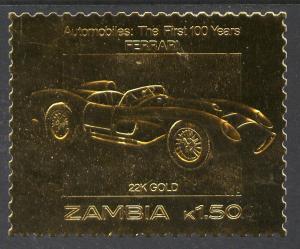 Zambia 1987 Classic Car FERRARI Anniversary GOLD 1v Perforated Mint (NH)