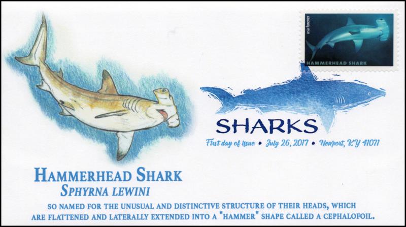 17-188, 2017, Sharks, Hammerhead Shark, Digital Color Postmark, FDC