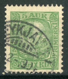 Iceland 1902 Christian IX 5a Yellow Green Perf 13 Scott # 36 VFU C653