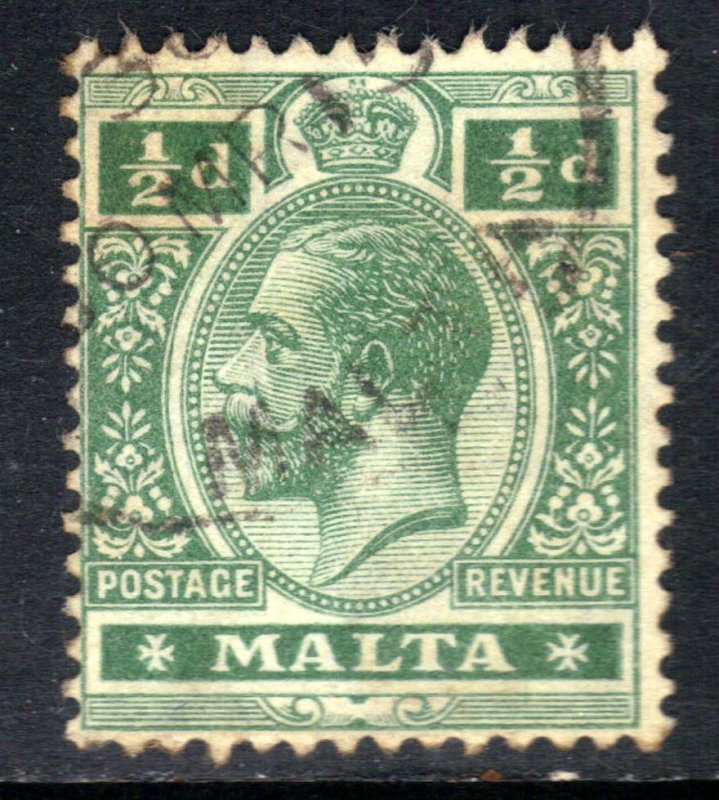 Malta 1914 – 21 KGV 1/2d Green SG 71 ( T286 )