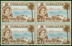 Gibraltar 1953 1s Pale Blue & Red-Brown SG154a 'Re-Entry Fine MNH Block of 4