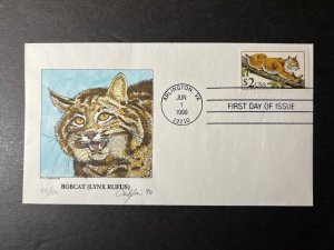 1990 USA First Day Cover FDC Arlington VA No Address Hand Drawn Bobcat Stamp 58