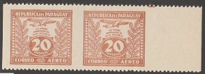 PARAGUAY #C67a MINT NEVER HINGED IMPERF PAIR