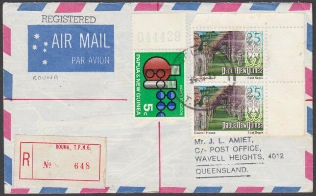 PAPUA NEW GUINEA 1977 Registered cover ex ROUNA.............................M862