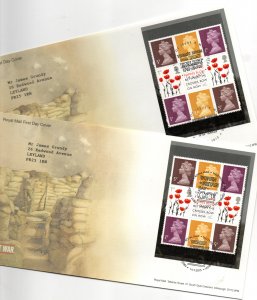 2015 The Great War Booklet FDC x 2 Winchester & Tallents House PMK's WS30401 