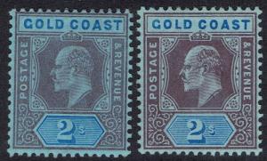 GOLD COAST 1907 KEVII 2/- BOTH PAPERS