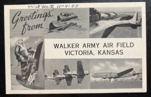 1943 US Army Victoria KS Bomber Sqdn Picture Postcard Cover Walker Army