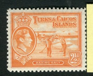 TURKS CAICOS; 1938-40 early GVI pictorial issue Mint hinged Shade of 2.5d. value