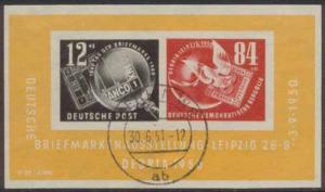 East Germany DDR 1950 Sc B21a Debria Stamp Show SS IMP Used