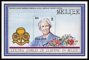 Belize 877, MNH, 50th anniversary of Girl Guides in Belize souvenir sheet