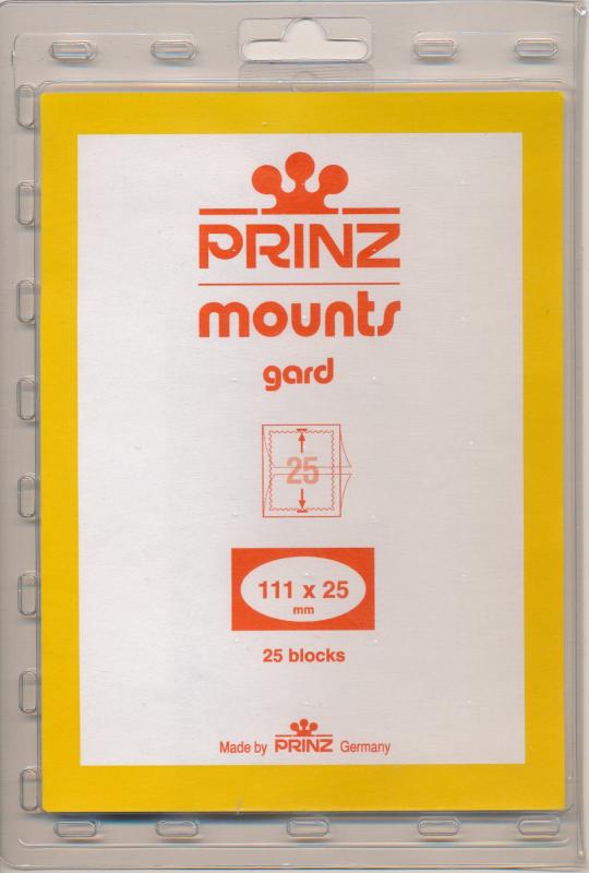 Prinz Scott Stamp Mount Size 111/25mm CLEAR (Pack of 25) (111x25 111mm)  PRECUT