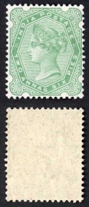India SG103 1892 2a6p Yellow-green SUPERB lightly mounted mint cat 8 pounds