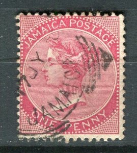 JAMAICA; 1885 early classic Crown CA Wmk. used Shade of 1d. value