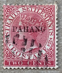 Pahang 1889 2c bright rose, nicely used. Scott 4, CV $15.00.  SG 4a