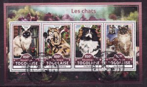 Togo-used sheet-Animals-Cats-Siamese-2016-