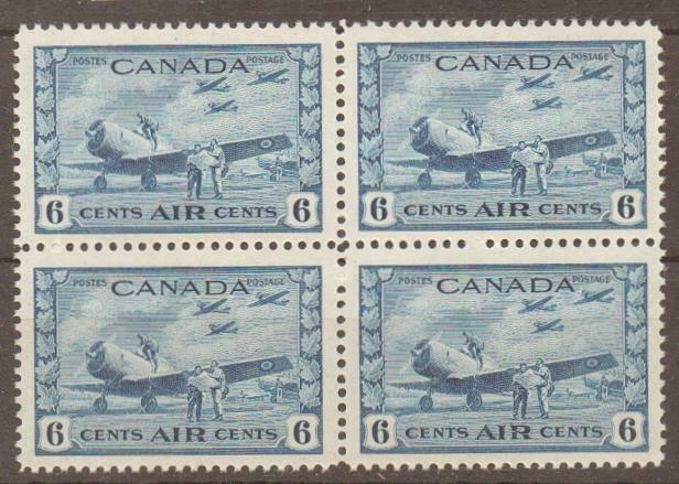 CANADA SG399 1942 6c BLUE MNH BLOCK OF 4