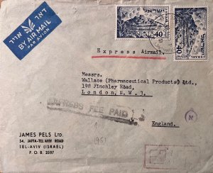 ISRAEL. Tel Aviv Circulated Cover - London. Postage 2xSG67. 1951.-