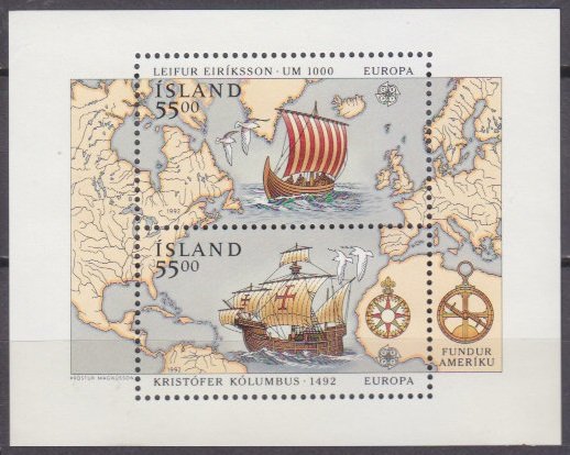 1992 Iceland 764-765/B13 Ships with sails / Europa Cept 10,00 €