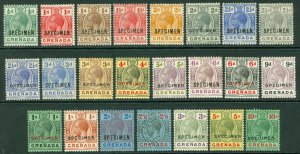 SG 112-134s Grenada 1921-34. ½d to 10/- set of 23, overprinted specimen...