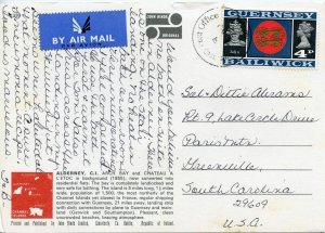 Guernsey Scott 48 On Air Mail Post Card Picturing an Alderney Beach 